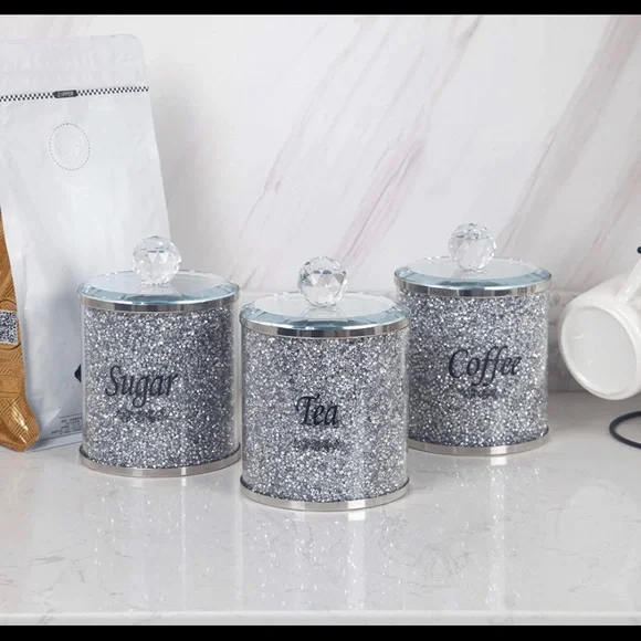 Kitchen Canister Set Sparkly Bling New